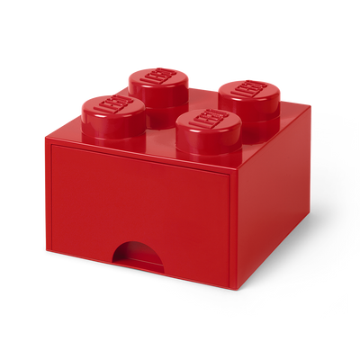 Cutie depozitare LEGO 2x2 cu sertar, rosu