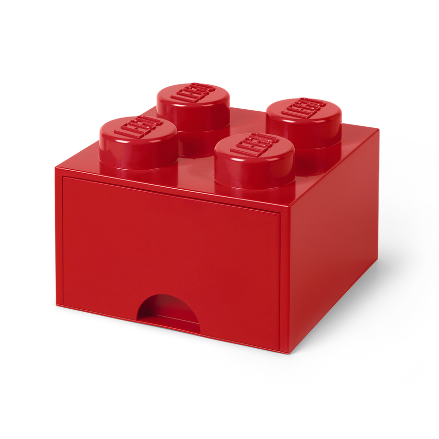 Cutie depozitare LEGO 2x2 cu sertar, rosu