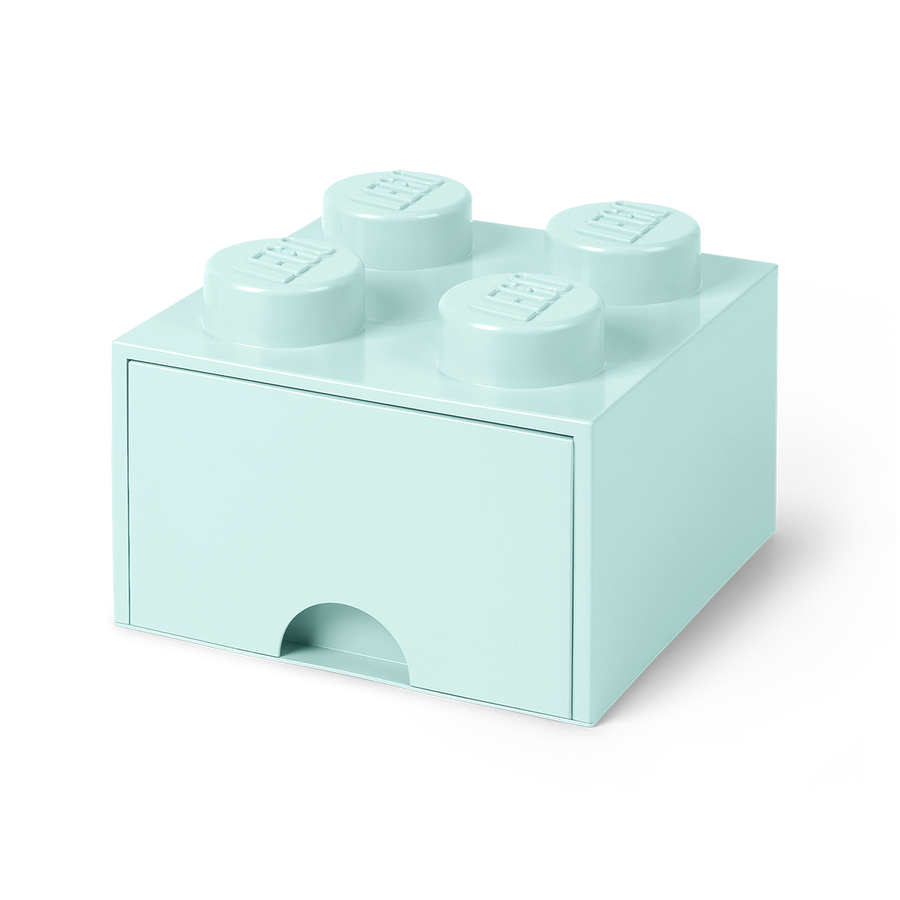 Cutie depozitare LEGO 2x2 cu sertar, aqua