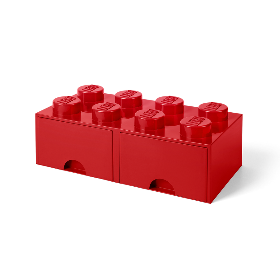 Cutie depozitare LEGO 2x4 cu sertare, rosu