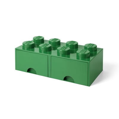 Cutie depozitare LEGO 2x4 cu sertare, verde