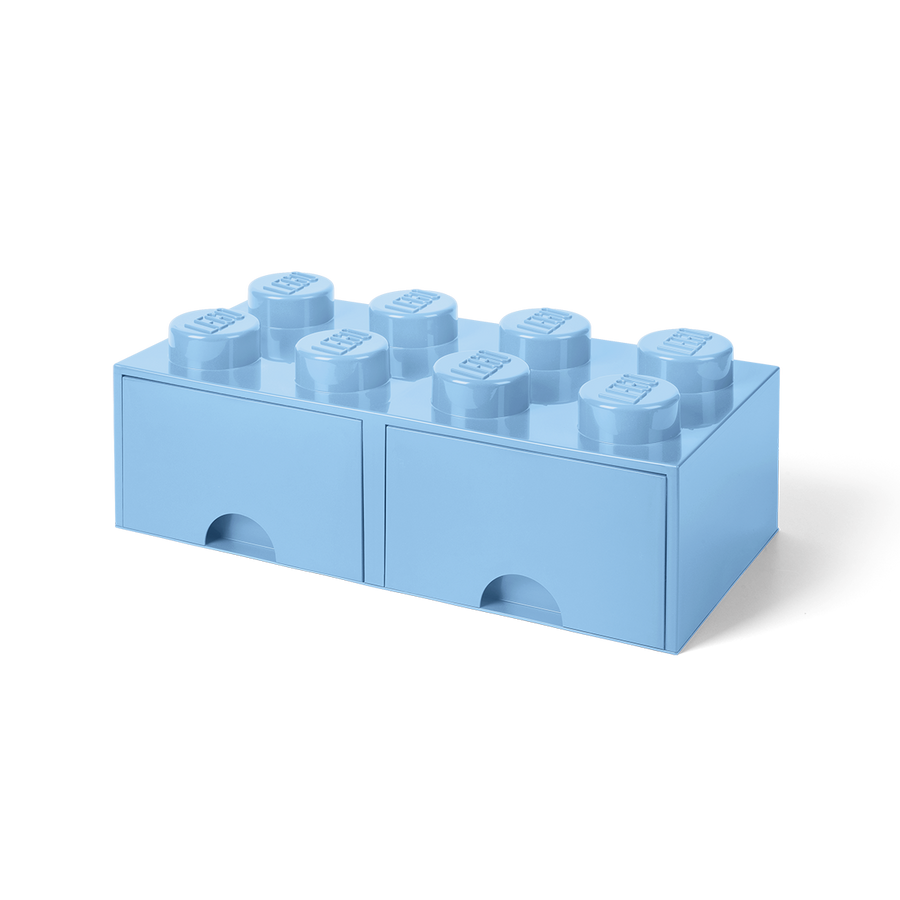 Cutie depozitare LEGO 2x4 cu sertare, albastru deschis