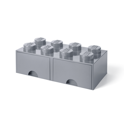 Cutie depozitare LEGO 2x4 cu sertare, gri