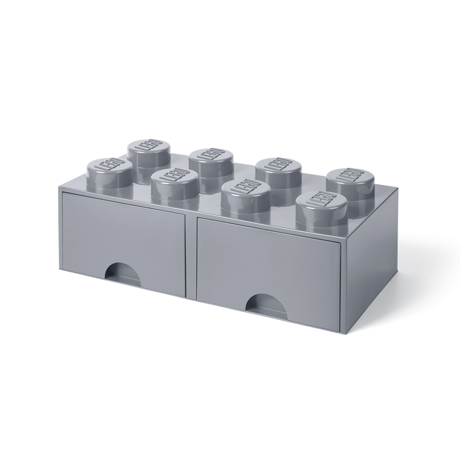 Cutie depozitare LEGO 2x4 cu sertare, gri
