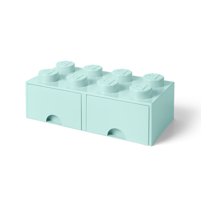 Cutie depozitare LEGO 2x4 cu sertare, aqua