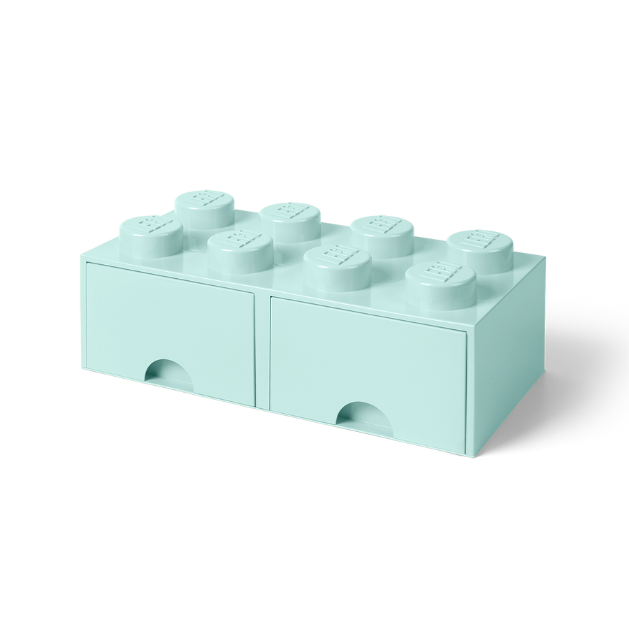 Cutie depozitare LEGO 2x4 cu sertare, aqua