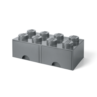 Cutie depozitare LEGO 2x4 cu sertare, gri inchis
