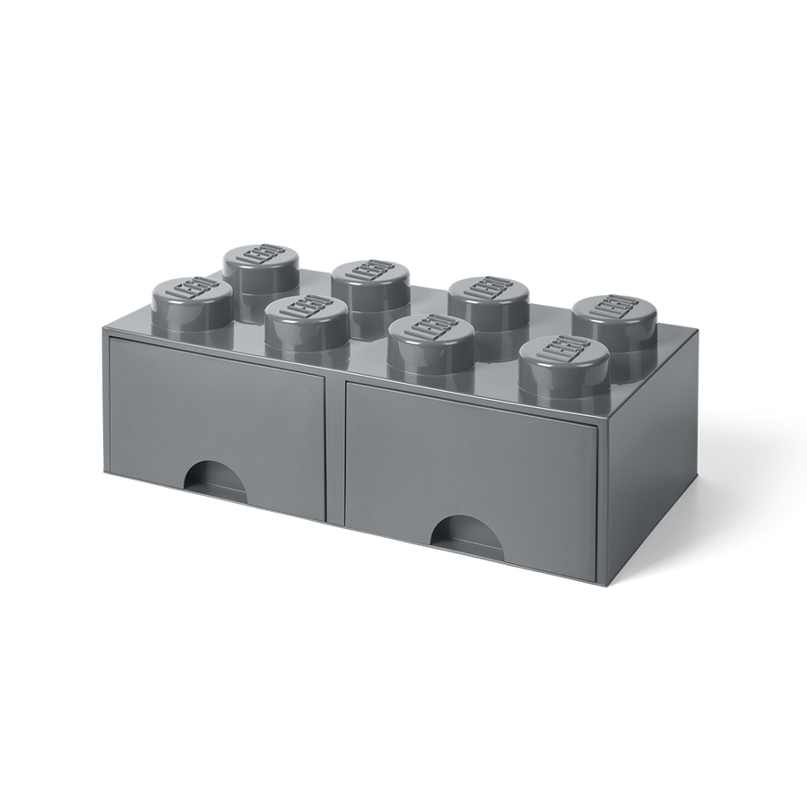 Cutie depozitare LEGO 2x4 cu sertare, gri inchis