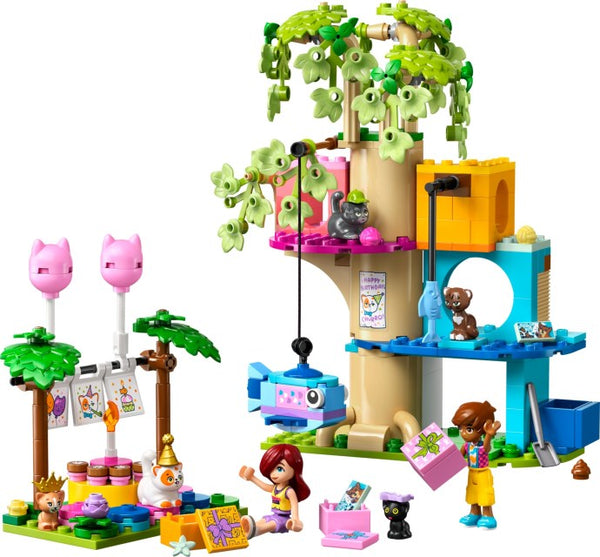 LEGO Friends 42666 — Petrecere de ziua de naștere a pisicii și căsuță în copac