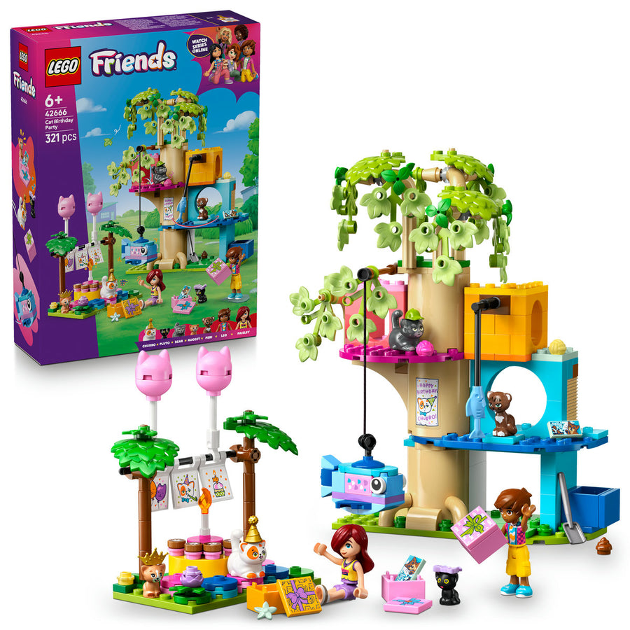 LEGO Friends 42666 — Petrecere de ziua de naștere a pisicii și căsuță în copac – imagine 1