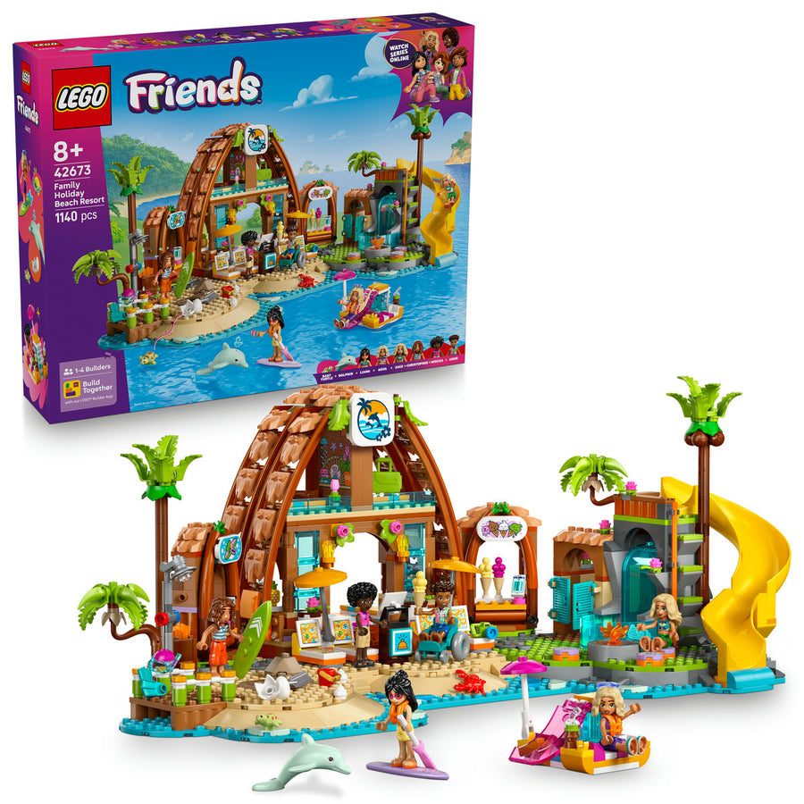 LEGO Friends 42673 — Stațiune de pe litoral pentru vacanță cu familia – imagine 1