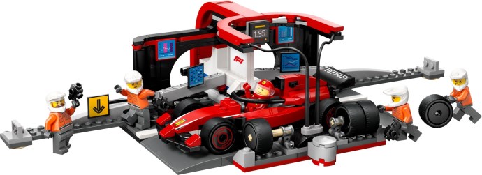 LEGO City 60443 — Boxa și mecanici F1 cu masina Ferrari