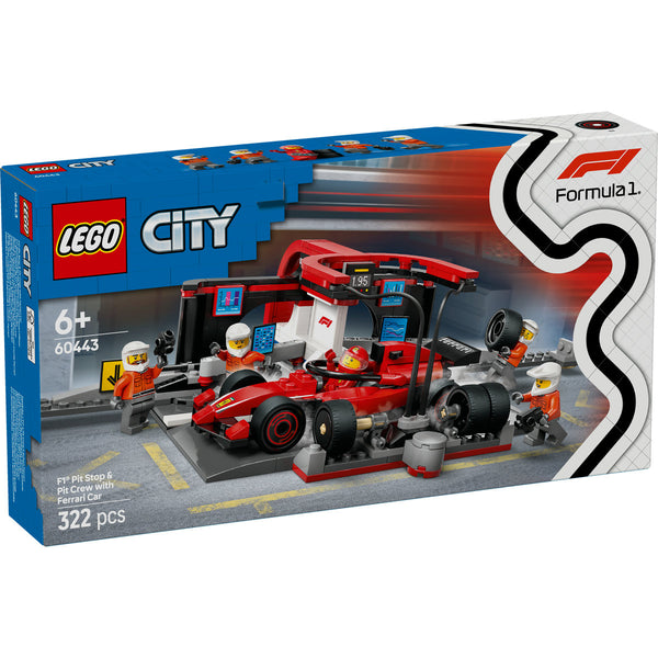 LEGO City 60443 — Boxa și mecanici F1 cu masina Ferrari – imagine 2