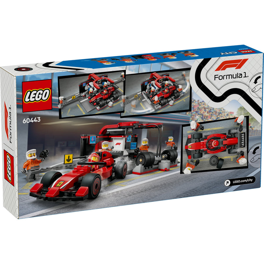 LEGO City 60443 — Boxa și mecanici F1 cu masina Ferrari – imagine 3