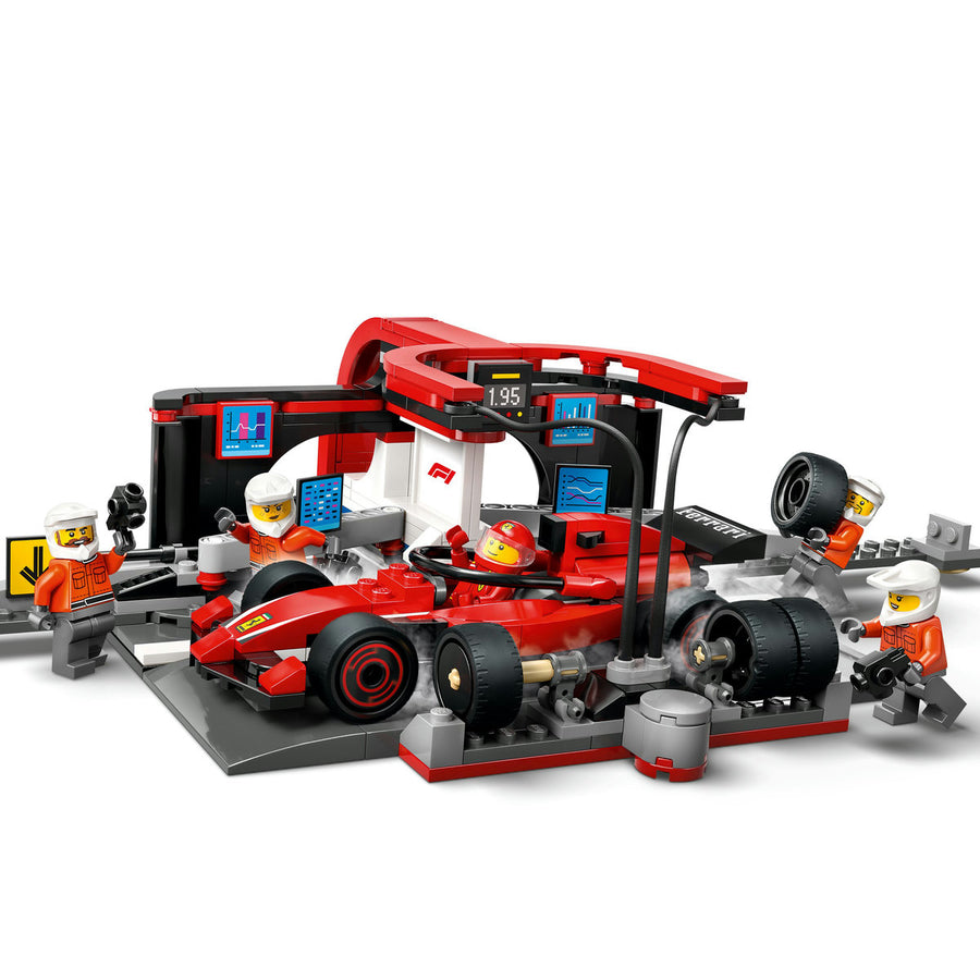 LEGO City 60443 — Boxa și mecanici F1 cu masina Ferrari – imagine 5