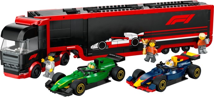LEGO City 60445 — Camion F1 cu masinile F1 RB20 și AMR24