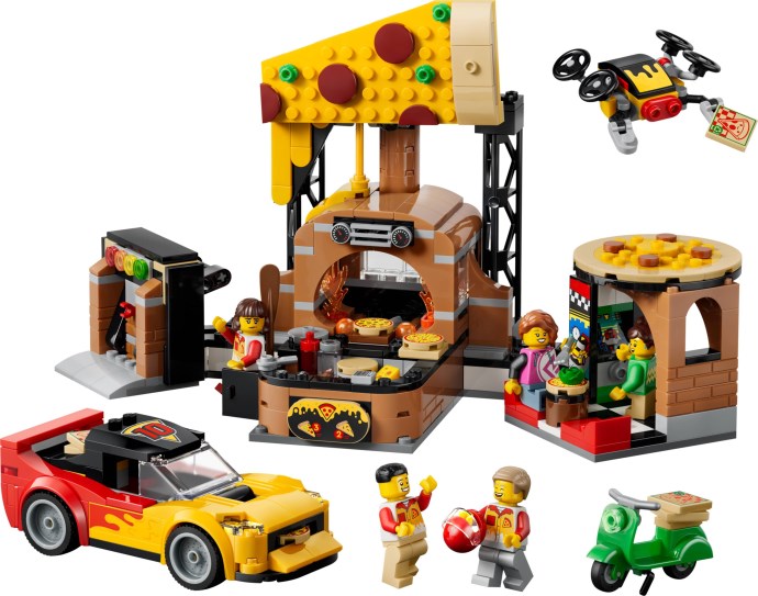 LEGO City 60496 — Experiența livrării de pizza cu vehicule