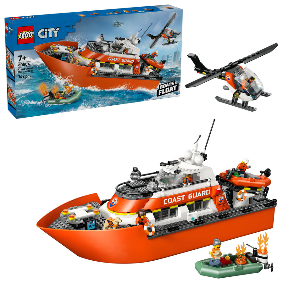 LEGO City 60504 — Barcă de salvare și elicopter ale Pazei de Coastă – imagine 1