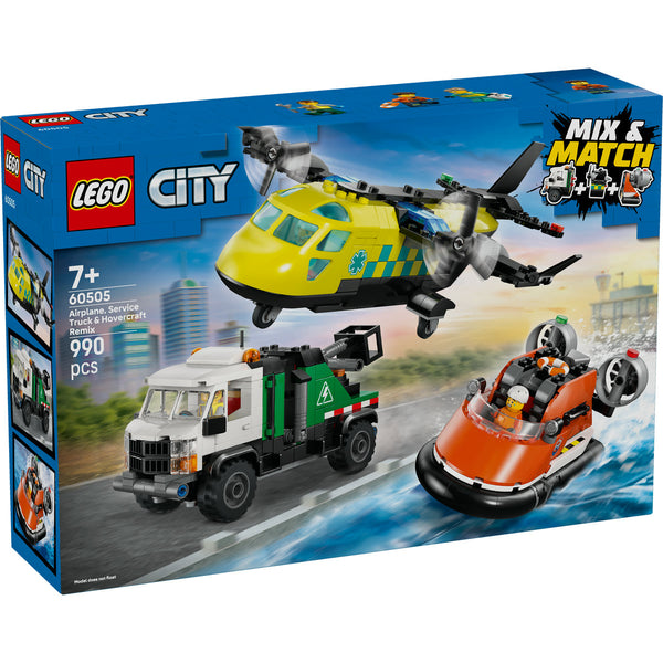 LEGO City 60505 — Avion, autospecială de service și aeroglisor în versiuni adaptate – imagine 2
