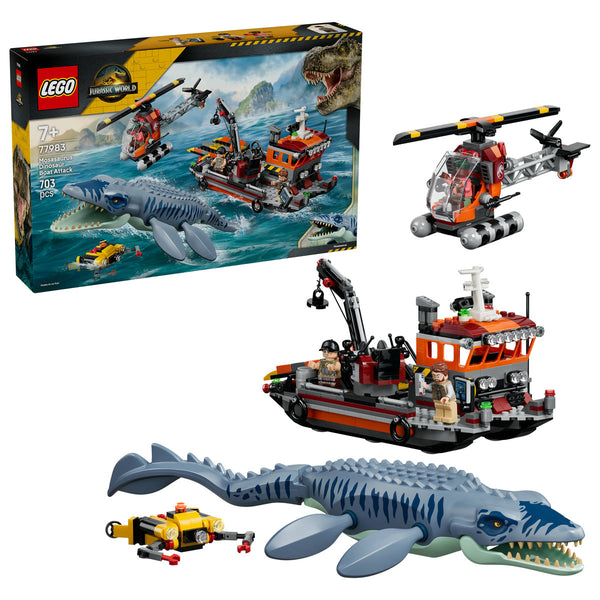 Setul LEGO Jurassic World 77983 — Mosasaurus atacă o barcă, cutia originală