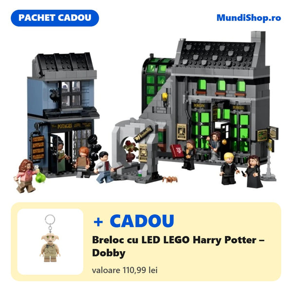 Pachet Harry Potter: 76471 Aleea Nocturnă + breloc LED Dobby cadou